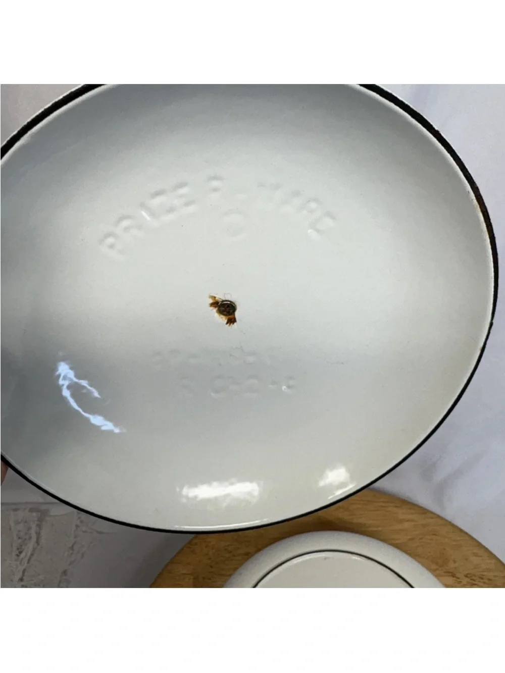 Vtg Prizer-Ware Pennsylvania Tulip Cast Iron Enamel Dutch Oven w/Lid 1 Qt 1950’s